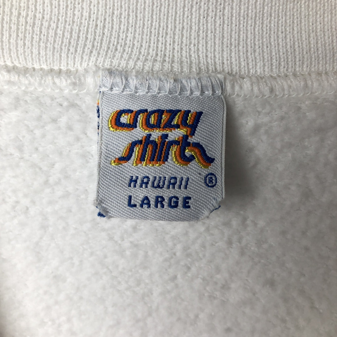 Vintage 90'S Crazy Shirt logo sweatshirt, made in the USA, size L, men's cotton white type Vintage Second Hand