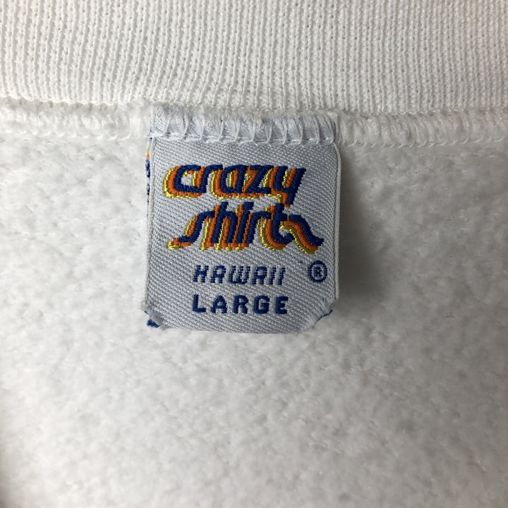 Vintage 90'S Crazy Shirt logo sweatshirt, made in the USA, size L, men's cotton white type Vintage Second Hand