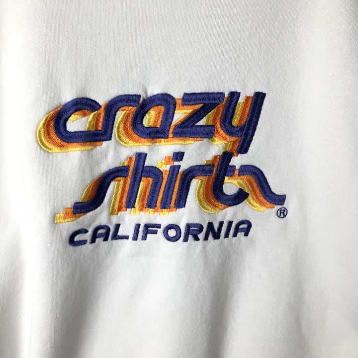 Vintage 90'S Crazy Shirt logo sweatshirt, made in the USA, size L, men's cotton white type Vintage Second Hand