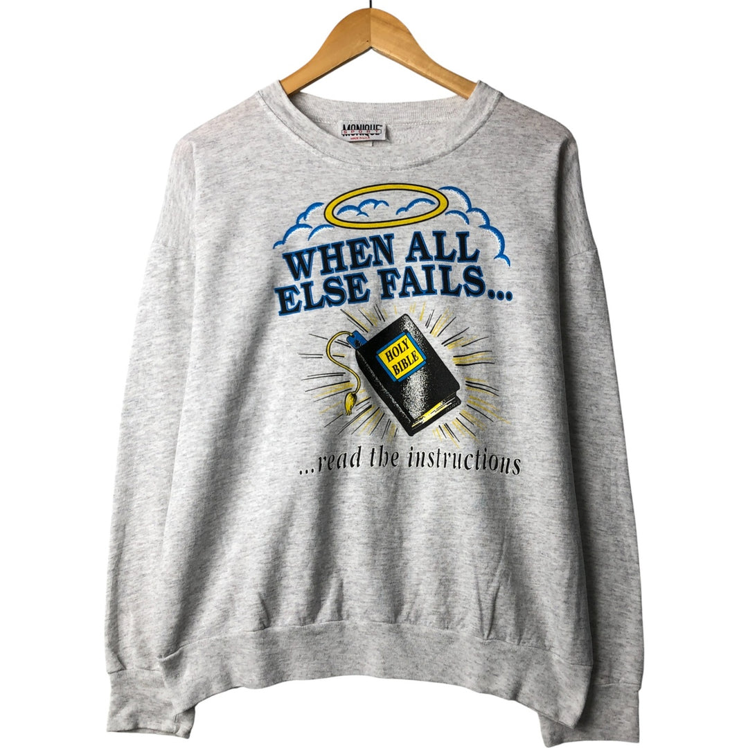 Vintage 90'S MONIQUE SPORT printed sweatshirt, made in the USA, size M, men's cotton gray type Vintage Second Hand