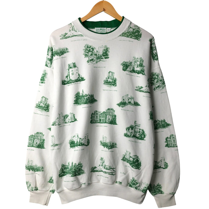 Vintage 90'S Carole Chips all-over print sweatshirt, made in the USA, size L, men's cotton white type Vintage Second Hand