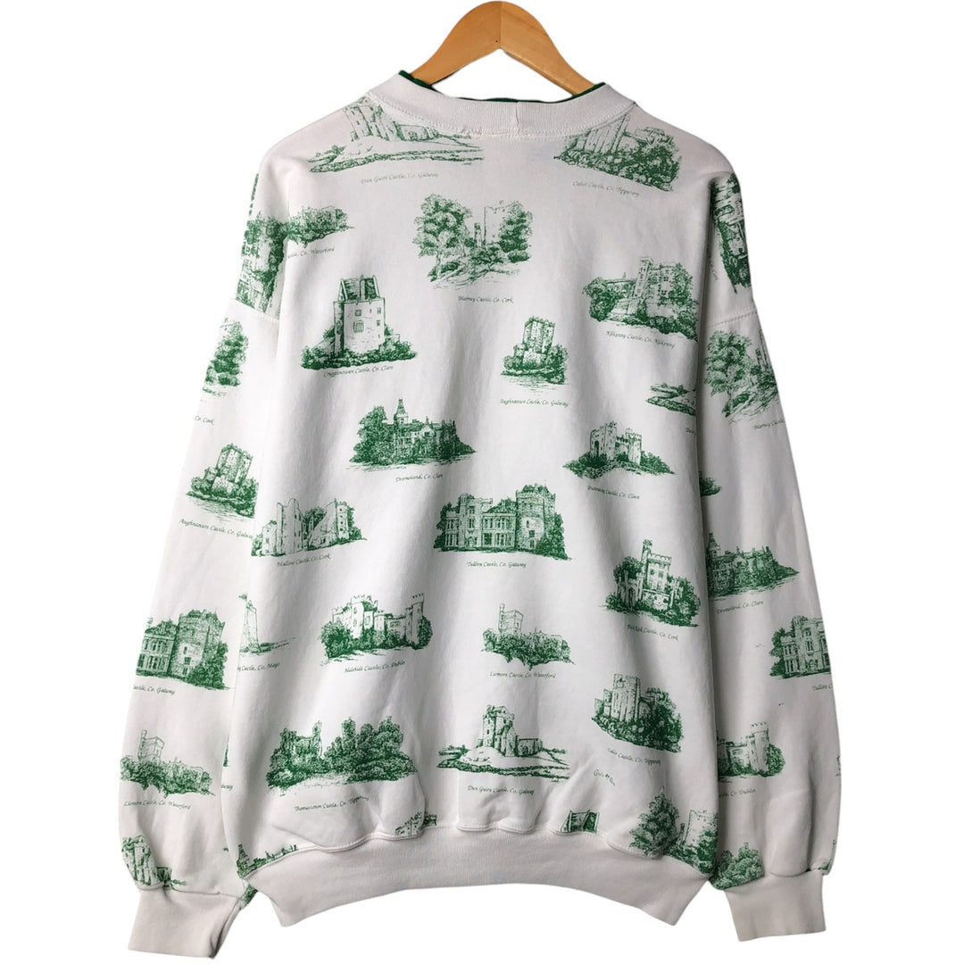 Vintage 90'S Carole Chips all-over print sweatshirt, made in the USA, size L, men's cotton white type Vintage Second Hand