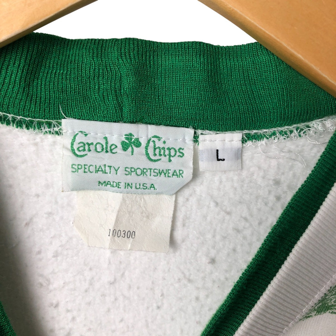 Vintage 90'S Carole Chips all-over print sweatshirt, made in the USA, size L, men's cotton white type Vintage Second Hand