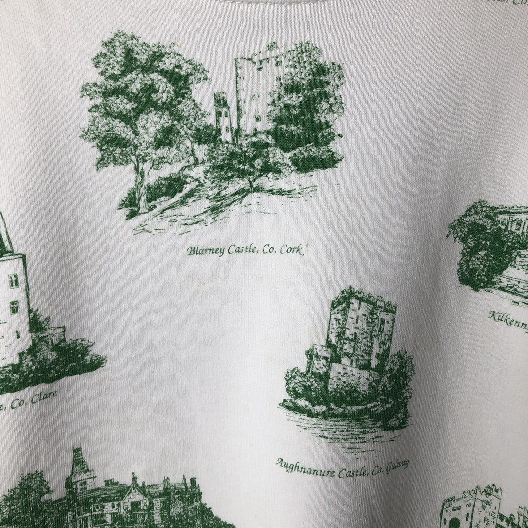 Vintage 90'S Carole Chips all-over print sweatshirt, made in the USA, size L, men's cotton white type Vintage Second Hand