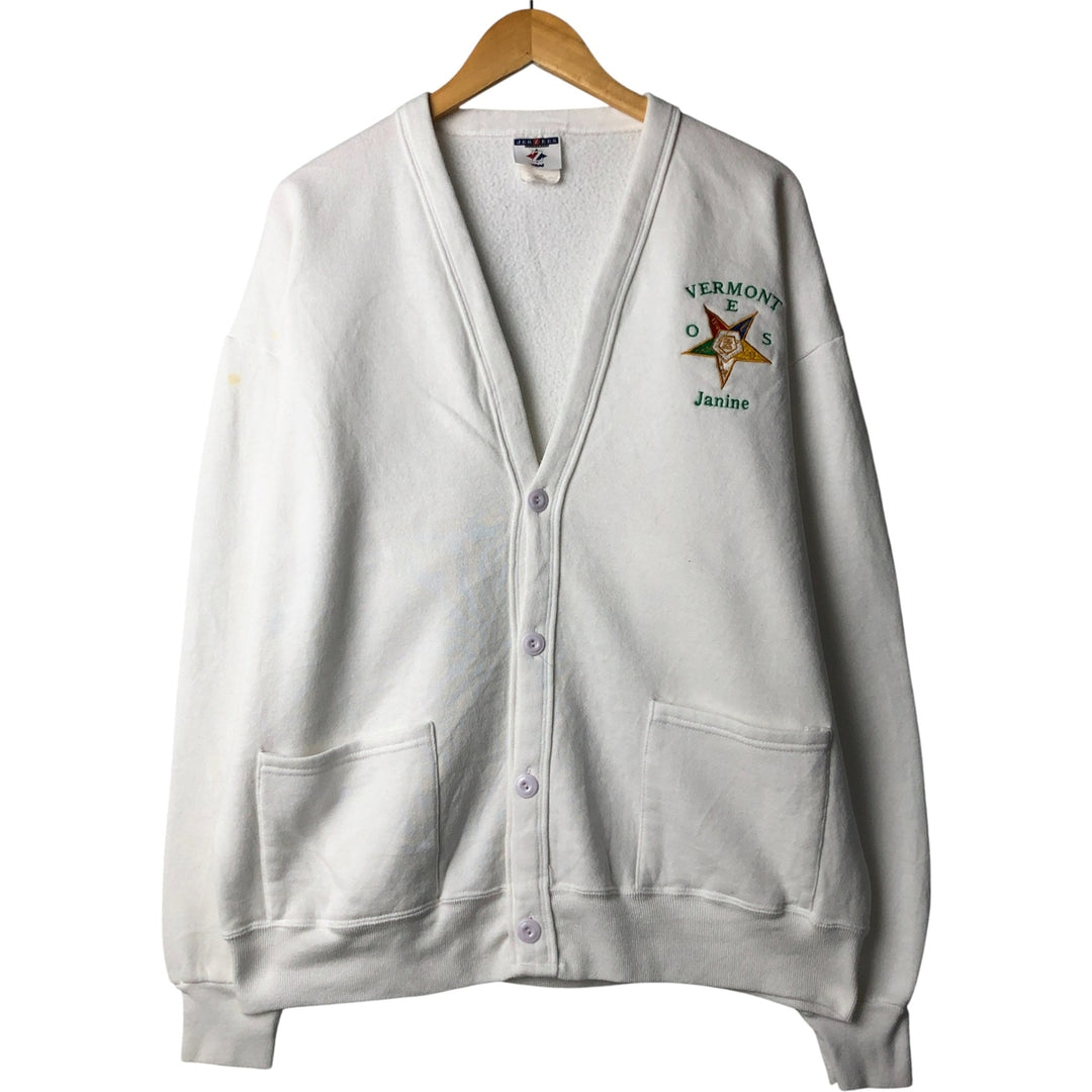 Vintage 90'S Jerzees Eastern Star Sweatshirt Cardigan, Men's Size Medium cotton white type Vintage Second Hand