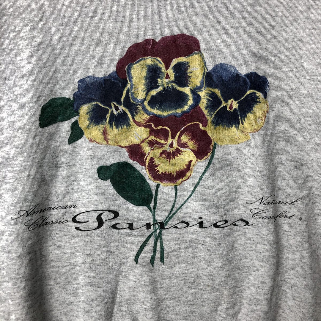 Vintage 90'S Delta floral print sweatshirt, made in the USA, size L, men's cotton gray type Vintage Second Hand