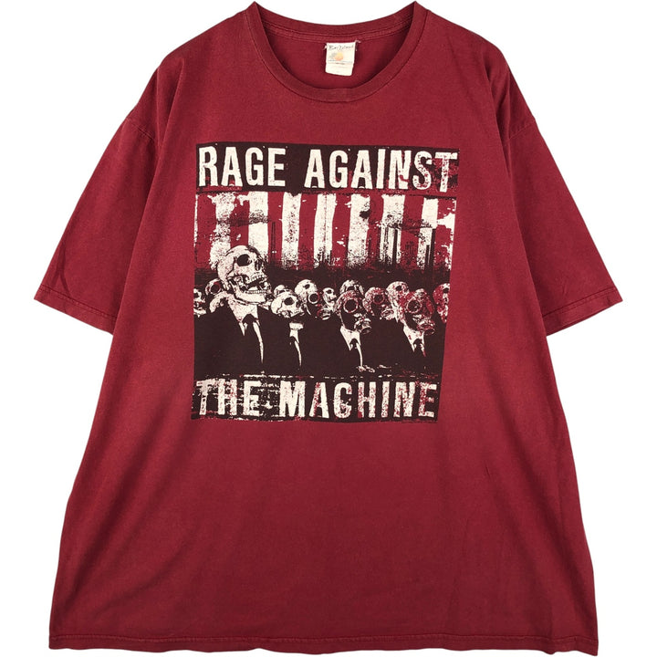 BAY ISLAND RAGE AGAINST THE MACHINE Skull Pattern Band T-Shirt, Men's XXL cotton red type Vintage Second Hand