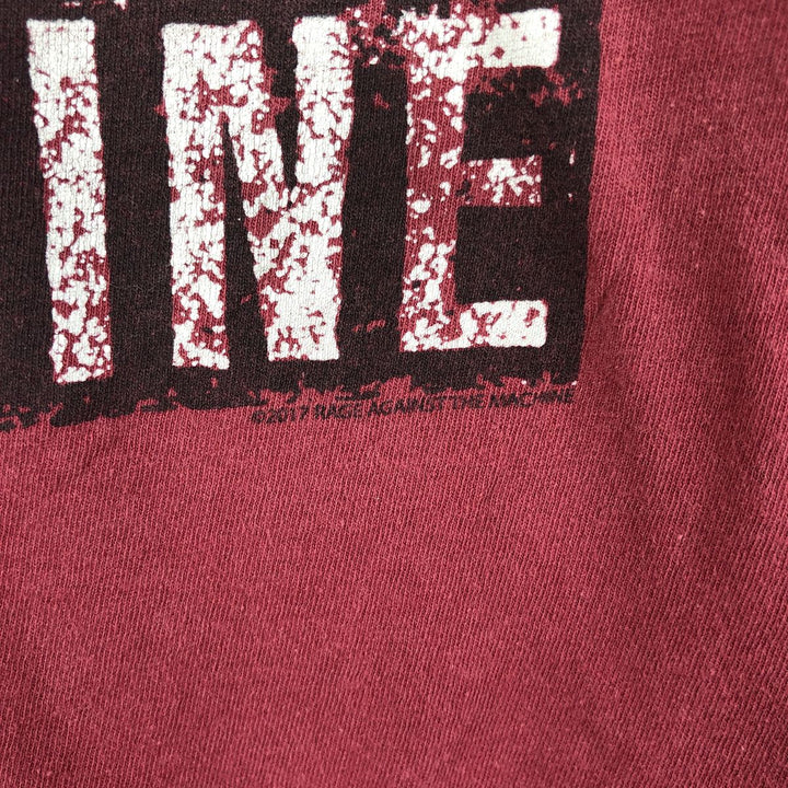 BAY ISLAND RAGE AGAINST THE MACHINE Skull Pattern Band T-Shirt, Men's XXL cotton red type Vintage Second Hand