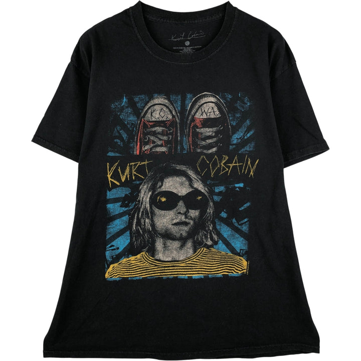 KURT COBAIN band T-shirt, men's size L cotton black type Vintage Second Hand