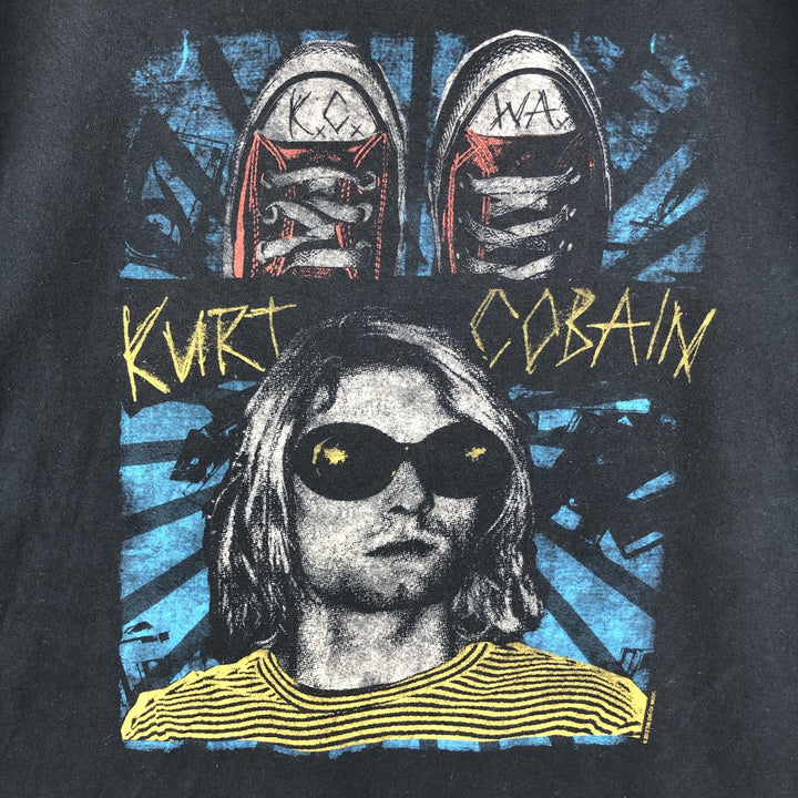KURT COBAIN band T-shirt, men's size L cotton black type Vintage Second Hand