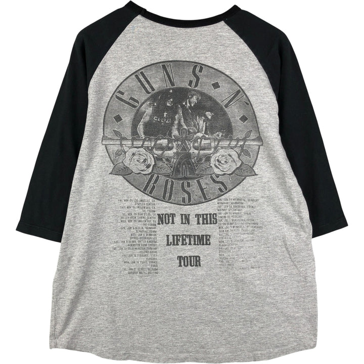 GUNS N' ROSES Skull Pattern Raglan Band T-Shirt, Made in USA, Men's Size L cotton gray type Vintage Second Hand