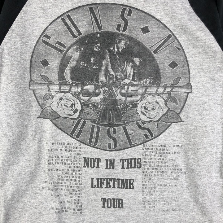 GUNS N' ROSES Skull Pattern Raglan Band T-Shirt, Made in USA, Men's Size L cotton gray type Vintage Second Hand