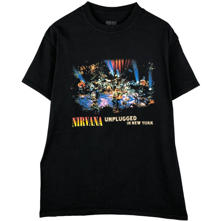 NIRVANA Band T-Shirt, Made in USA, Men's Size Medium cotton black type Vintage Second Hand