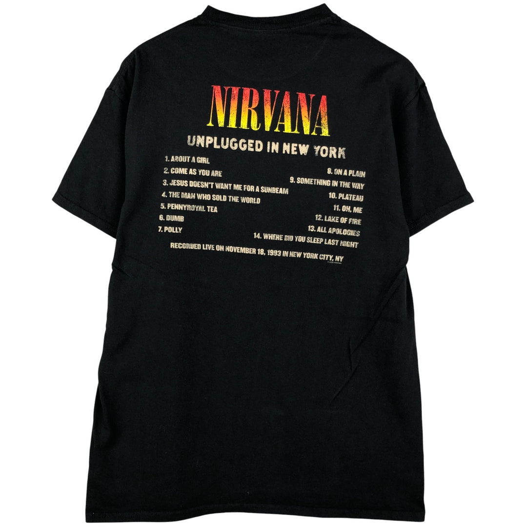 NIRVANA Band T-Shirt, Made in USA, Men's Size Medium cotton black type Vintage Second Hand