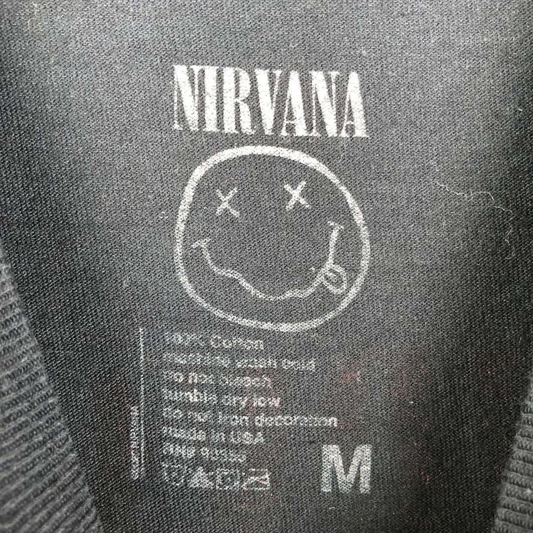 NIRVANA Band T-Shirt, Made in USA, Men's Size Medium cotton black type Vintage Second Hand