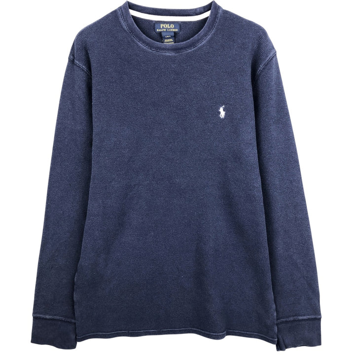 Ralph Lauren POLO RALPH LAUREN Thermal Ron T Waffle Men's L size cotton navy blue type Vintage Second Hand