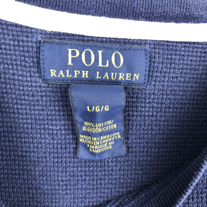 Ralph Lauren POLO RALPH LAUREN Thermal Ron T Waffle Men's L size cotton navy blue type Vintage Second Hand