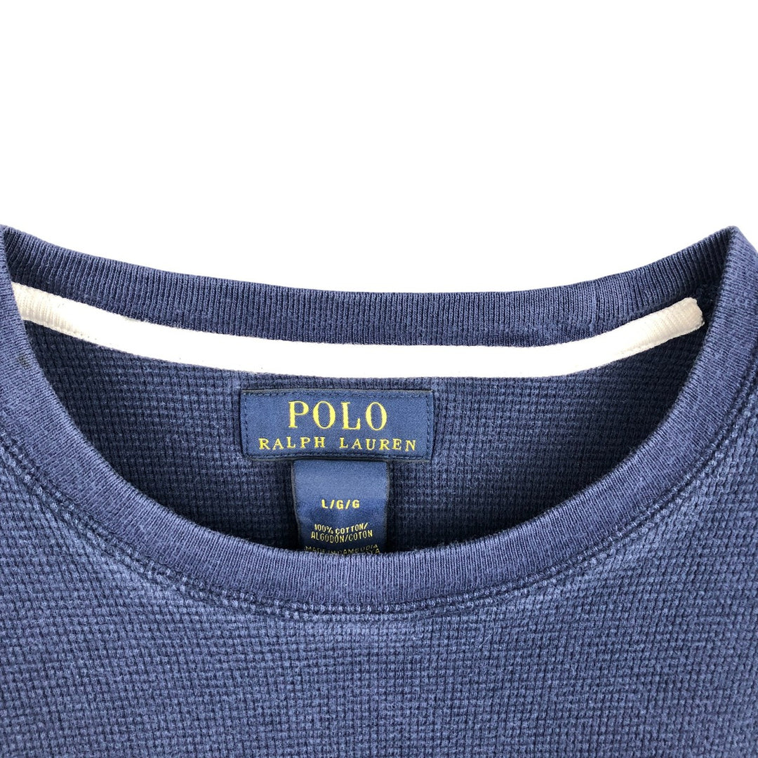 Ralph Lauren POLO RALPH LAUREN Thermal Ron T Waffle Men's L size cotton navy blue type Vintage Second Hand