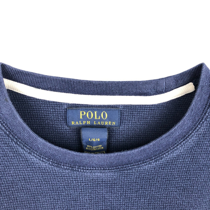 Ralph Lauren POLO RALPH LAUREN Thermal Ron T Waffle Men's L size cotton navy blue type Vintage Second Hand
