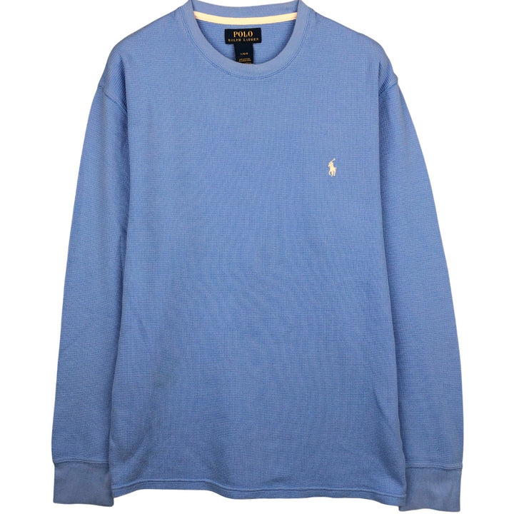 Ralph Lauren POLO RALPH LAUREN Thermal Ron T Waffle Men's L size cotton Blue type light blue Vintage Second Hand