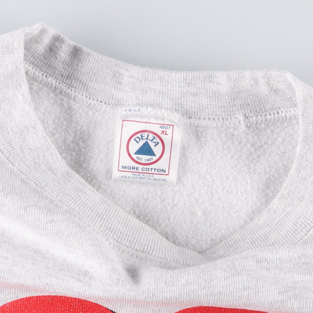 Vintage 90'S Delta DELTA printed sweatshirt, made in the USA, men's size XL cotton white type Vintage Second Hand