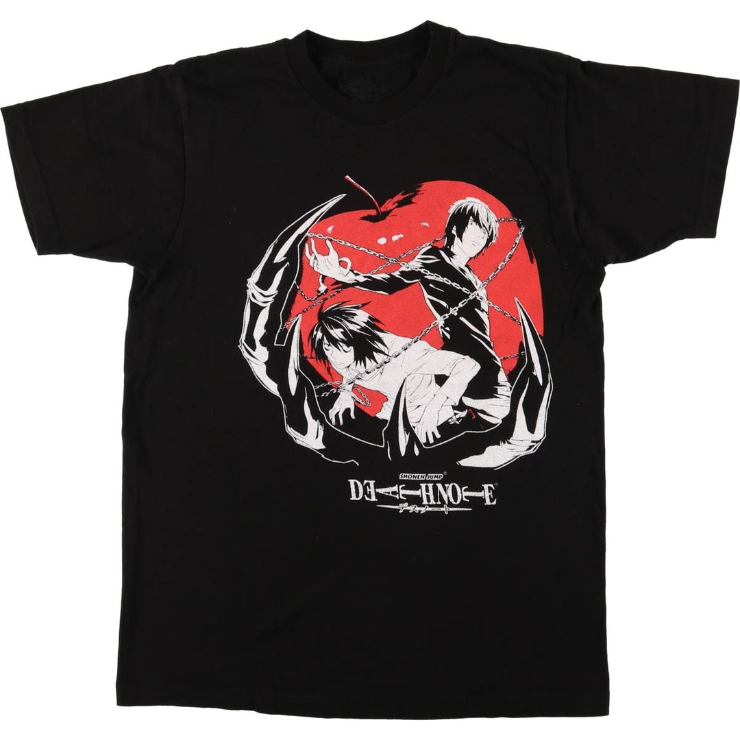 Death Note Light Yagami Anime Character Print T-Shirt, Size L, Men's M (equivalent) cotton black type Vintage Second Hand