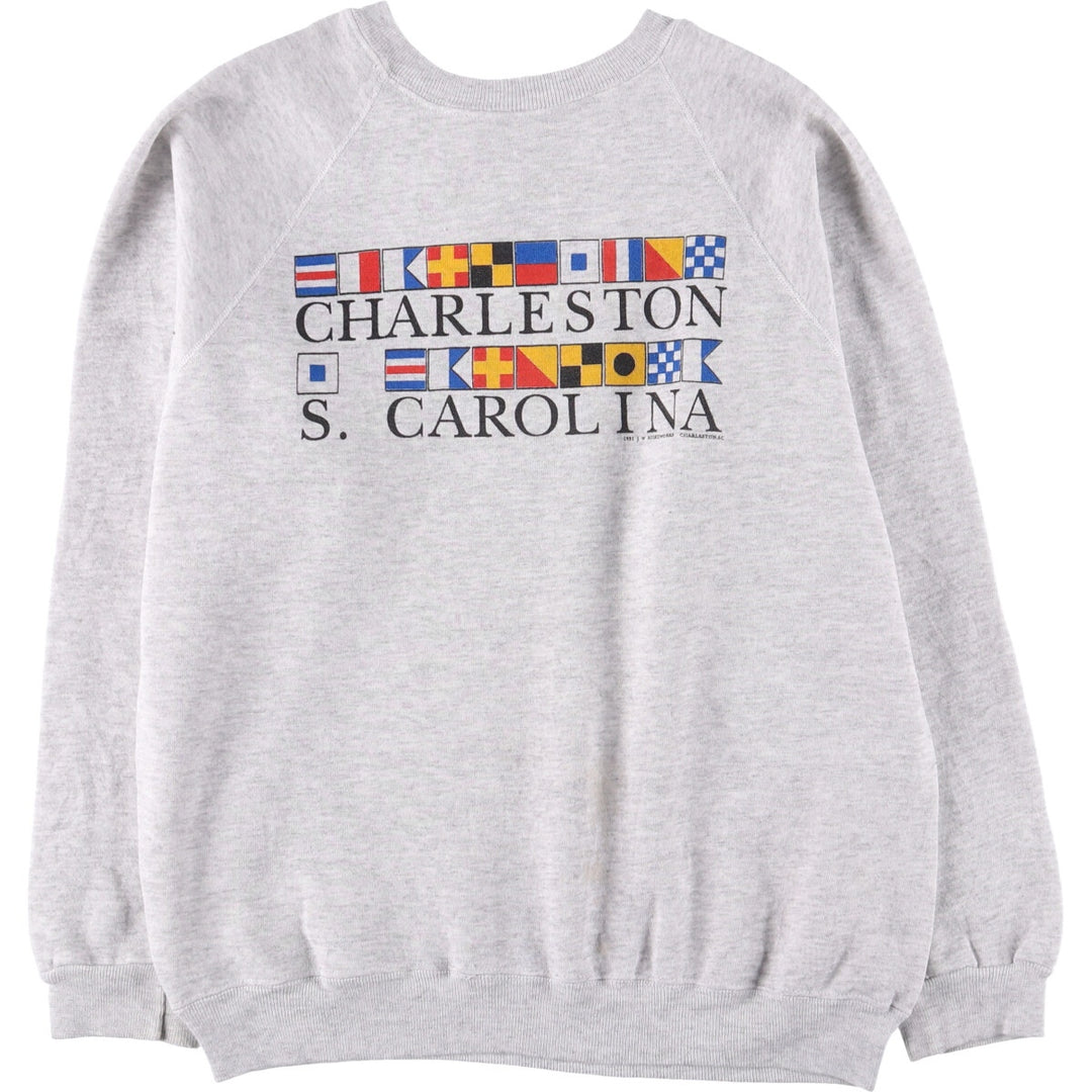 Vintage 80'S Hanes Blue Tag Printed Sweatshirt, Made in USA, Men's XL cotton pale white type Vintage Second Hand