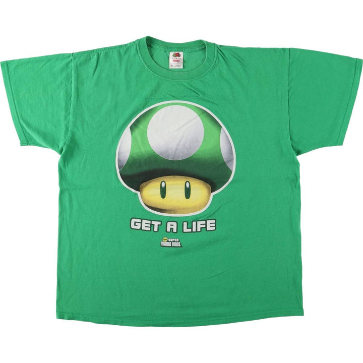 2000'S FRUIT OF THE LOOM NEW SUPER MARIO BROS character print T-shirt, men's size XL cotton green type Vintage Second Hand