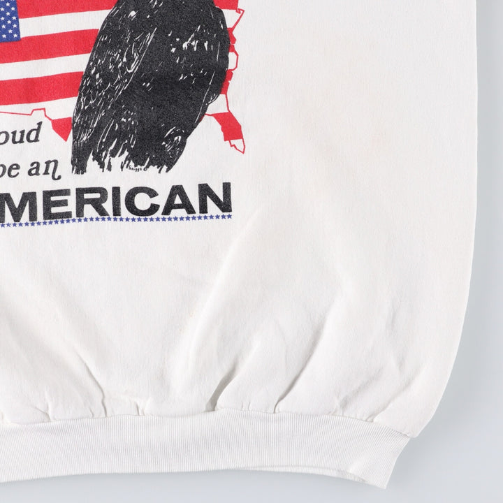 Vintage 1980'S FRUIT OF THE LOOM eagle print sweatshirt, made in the USA, men's size XL cotton white type Vintage Second Hand
