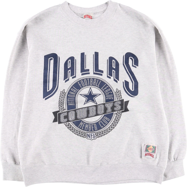 Vintage 1990'S NFL Dallas Cowboys Nutmeg Print Sweatshirt, Made in USA, Men's Size Large cotton gray type Vintage Second Hand