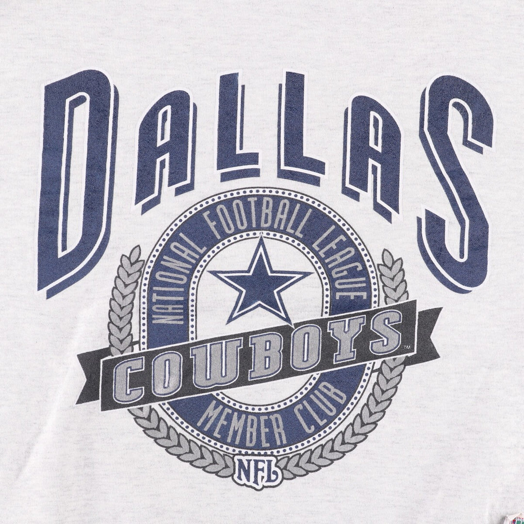Vintage 1990'S NFL Dallas Cowboys Nutmeg Print Sweatshirt, Made in USA, Men's Size Large cotton gray type Vintage Second Hand