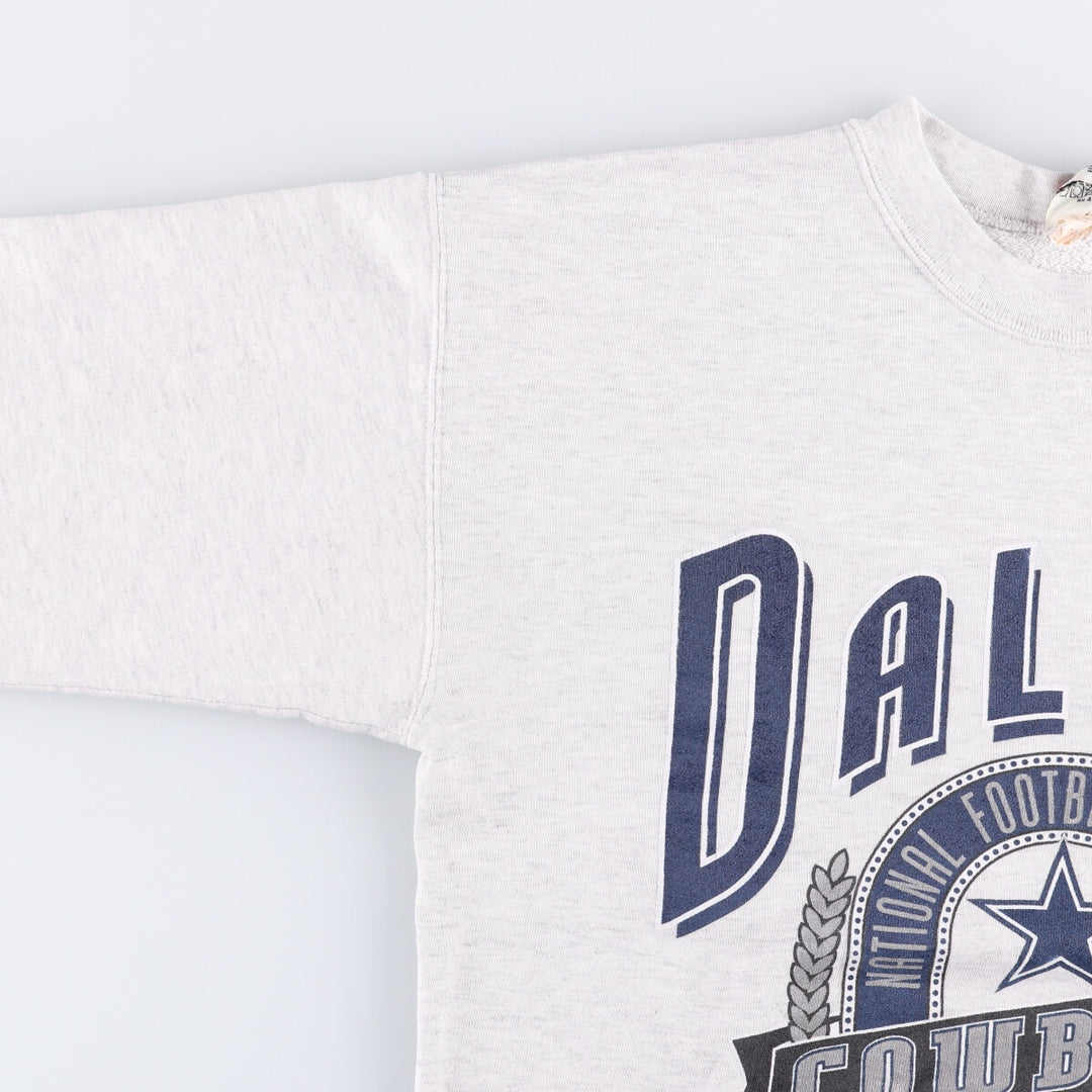 Vintage 1990'S NFL Dallas Cowboys Nutmeg Print Sweatshirt, Made in USA, Men's Size Large cotton gray type Vintage Second Hand
