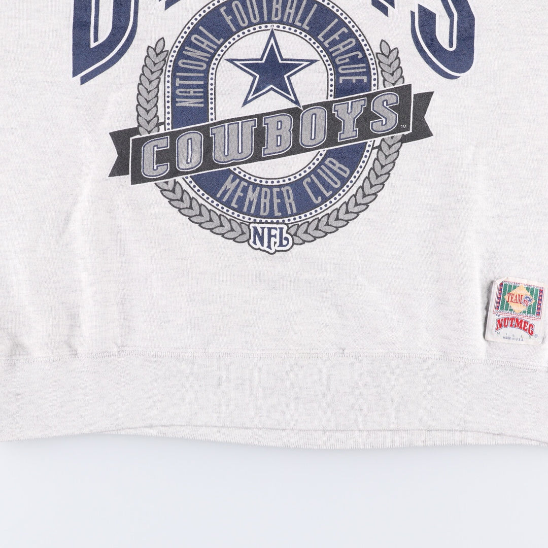 Vintage 1990'S NFL Dallas Cowboys Nutmeg Print Sweatshirt, Made in USA, Men's Size Large cotton gray type Vintage Second Hand