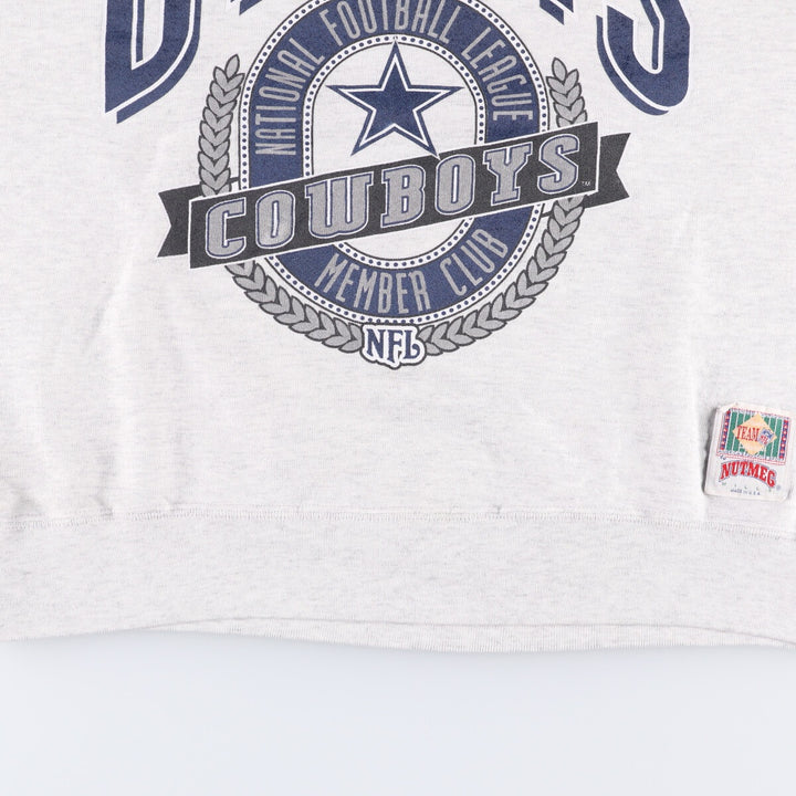 Vintage 1990'S NFL Dallas Cowboys Nutmeg Print Sweatshirt, Made in USA, Men's Size Large cotton gray type Vintage Second Hand