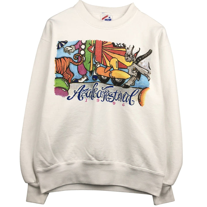 Vintage 90'S Jerzees printed sweatshirt, made in the USA, size M, men's cotton white type Vintage Second Hand