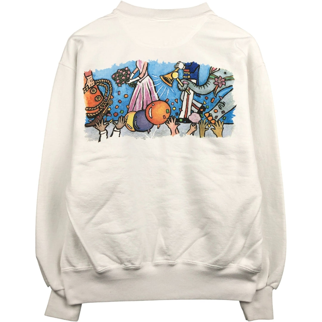 Vintage 90'S Jerzees printed sweatshirt, made in the USA, size M, men's cotton white type Vintage Second Hand