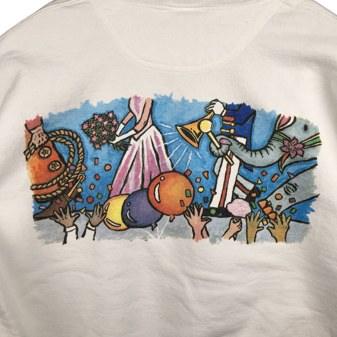 Vintage 90'S Jerzees printed sweatshirt, made in the USA, size M, men's cotton white type Vintage Second Hand