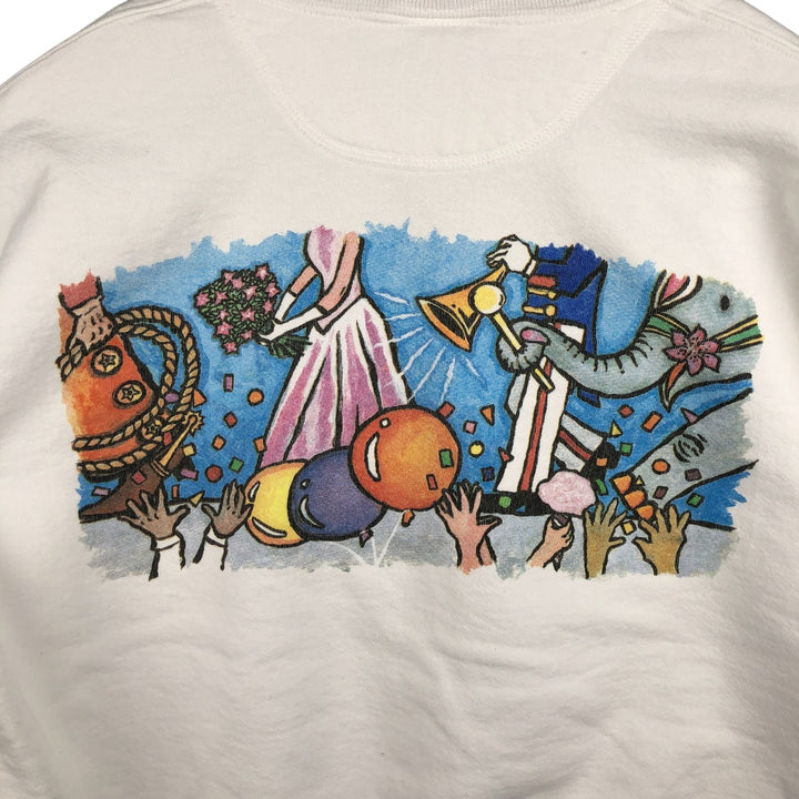 Vintage 90'S Jerzees printed sweatshirt, made in the USA, size M, men's cotton white type Vintage Second Hand