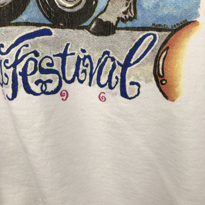 Vintage 90'S Jerzees printed sweatshirt, made in the USA, size M, men's cotton white type Vintage Second Hand