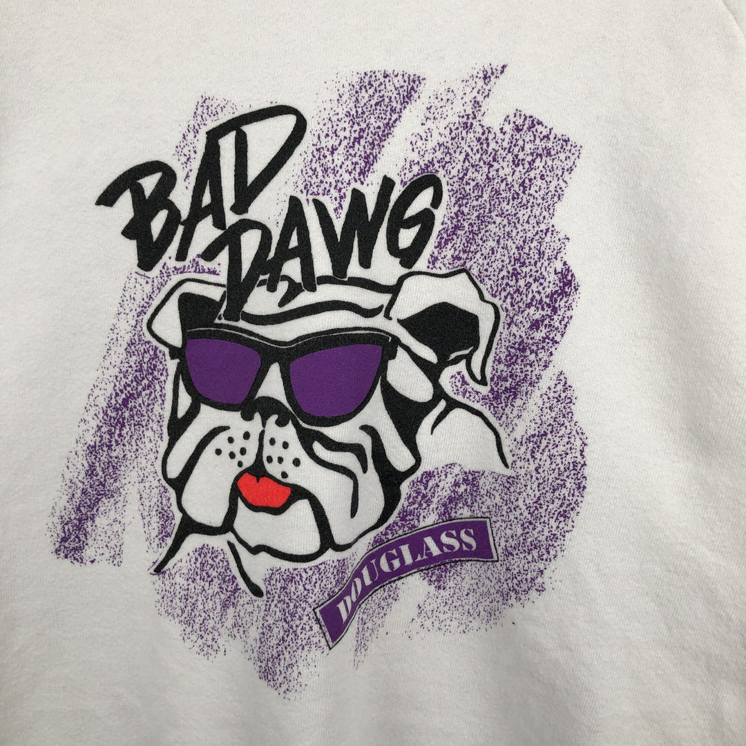 Vintage 90'S Jerzees dog print sweatshirt, made in the USA, men's size XL cotton white type Vintage Second Hand