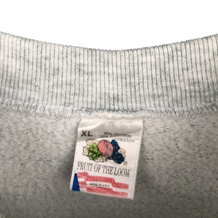 90'S Fruit of the Loom printed sweatshirt, made in the USA, men's XL size, vintage cotton gray type Vintage Second Hand