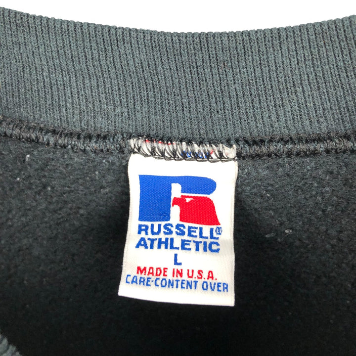 90'S Russell sweatshirt, made in USA, men's size L, vintage cotton dark green Vintage Second Hand