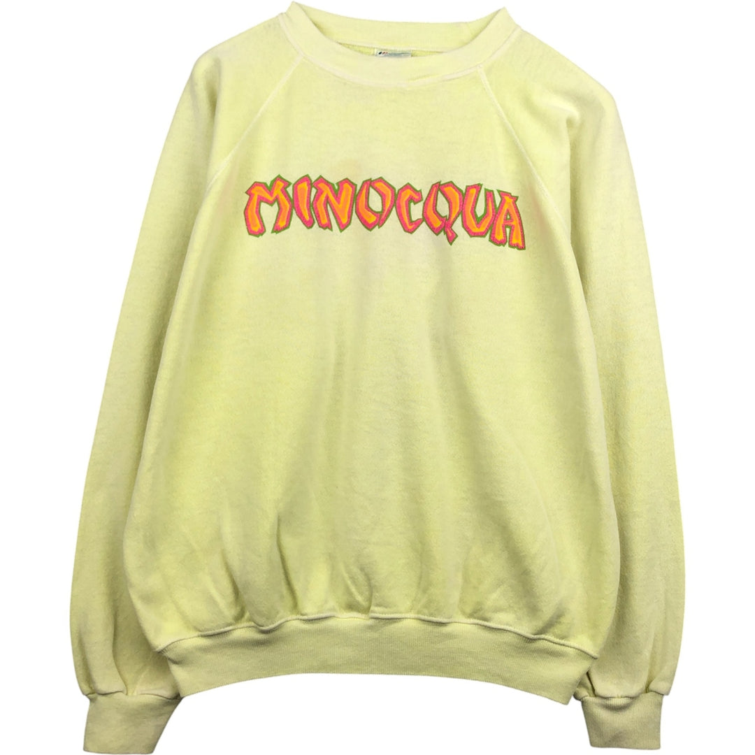 Vintage 80'S Hanes Blue Tag Printed Sweatshirt, Made in USA, Men's XL cotton lemon yellow Vintage Second Hand
