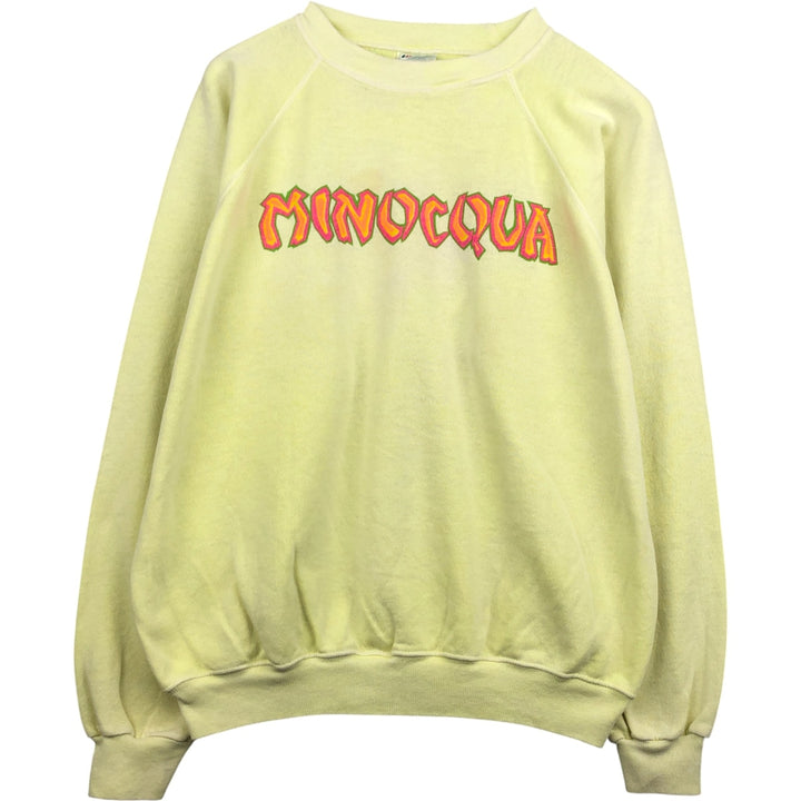 Vintage 80'S Hanes Blue Tag Printed Sweatshirt, Made in USA, Men's XL cotton lemon yellow Vintage Second Hand