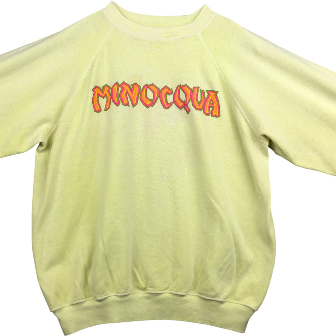 Vintage 80'S Hanes Blue Tag Printed Sweatshirt, Made in USA, Men's XL cotton lemon yellow Vintage Second Hand