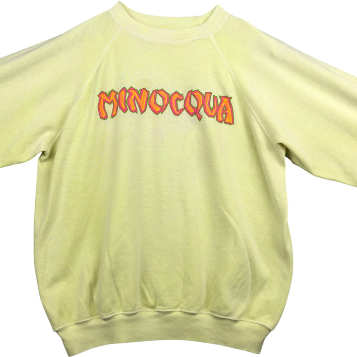 Vintage 80'S Hanes Blue Tag Printed Sweatshirt, Made in USA, Men's XL cotton lemon yellow Vintage Second Hand