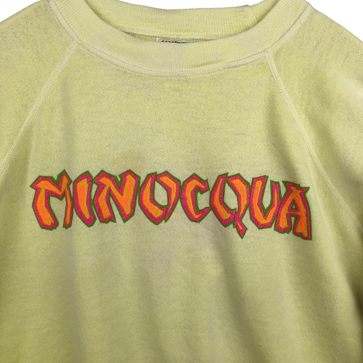 Vintage 80'S Hanes Blue Tag Printed Sweatshirt, Made in USA, Men's XL cotton lemon yellow Vintage Second Hand