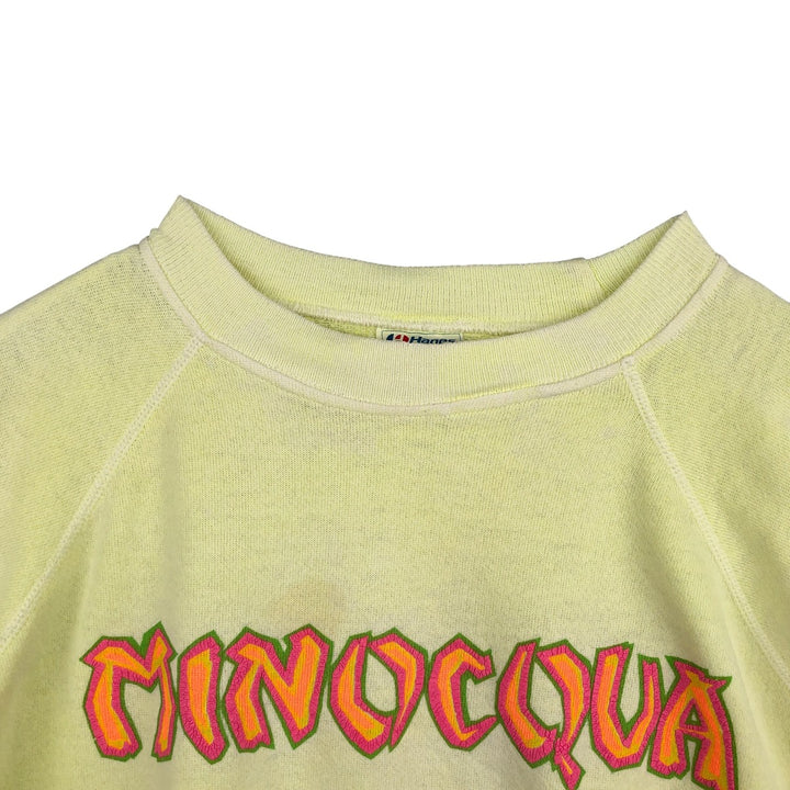 Vintage 80'S Hanes Blue Tag Printed Sweatshirt, Made in USA, Men's XL cotton lemon yellow Vintage Second Hand