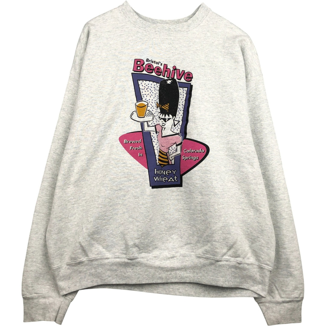 90'S Fruit of the Loom printed sweatshirt, made in the USA, men's XL size, vintage cotton gray type Vintage Second Hand