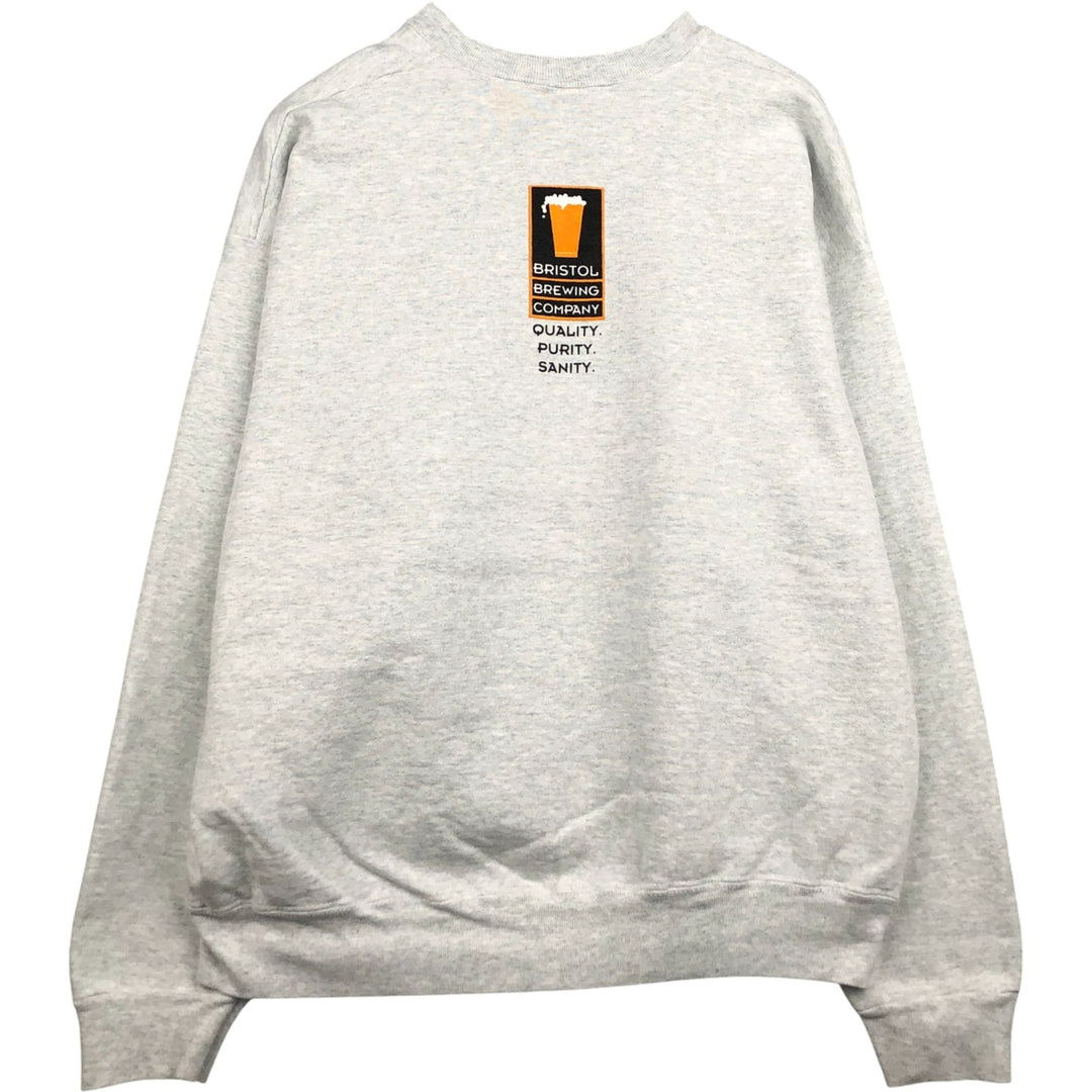 90'S Fruit of the Loom printed sweatshirt, made in the USA, men's XL size, vintage cotton gray type Vintage Second Hand